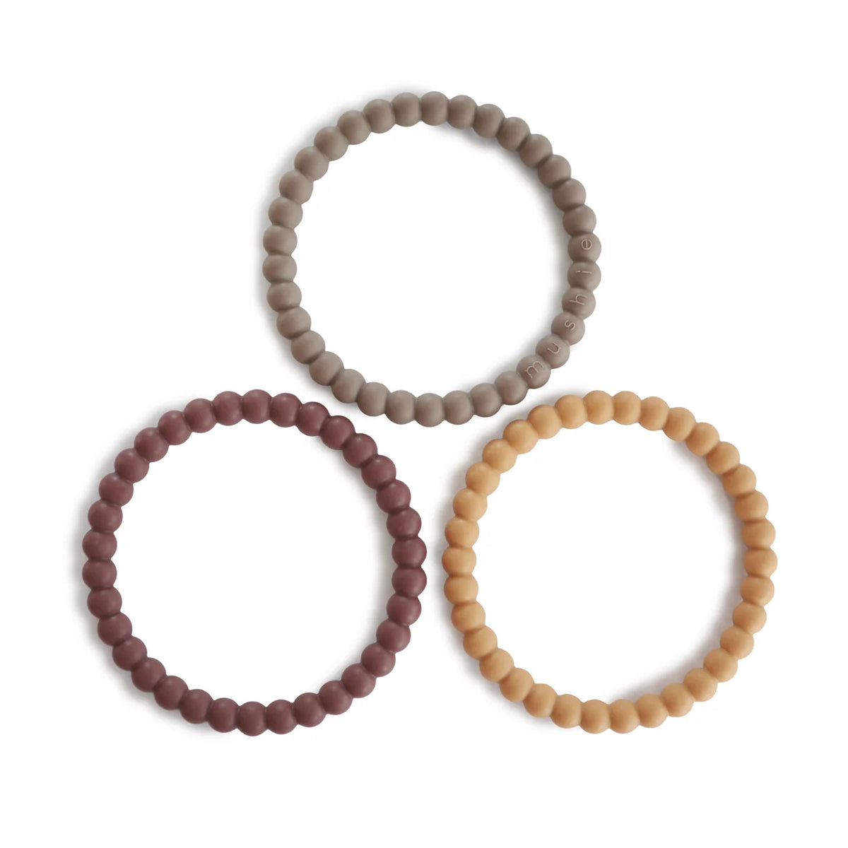 Mushie 3PK Pearl Bracelet Teether Set B/ M/ K