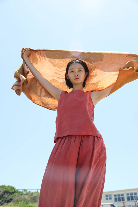 Basic Linen Vest - Paprika