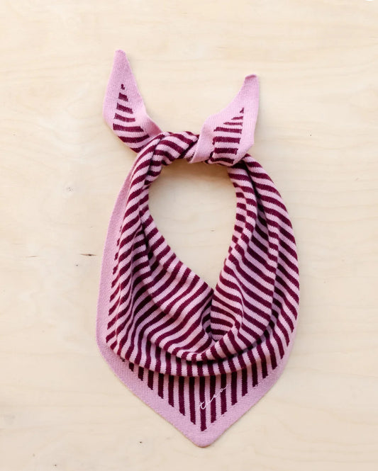Merino Triangle Scarf In Pink Stripe