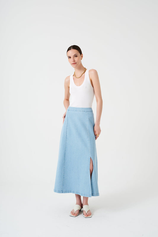 Faye Slip Skirt - Oceanic Blue