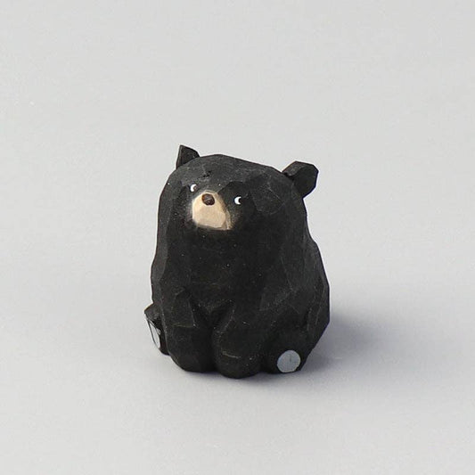 Handcrafted Wooden Bear Ornament: Black