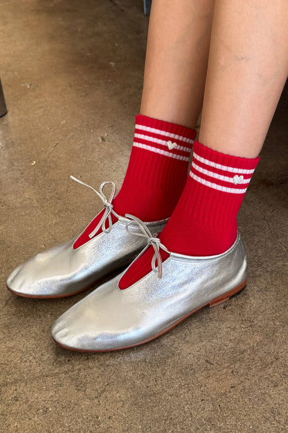 Embroidered Girlfriend Socks -Scarlet + Heart
