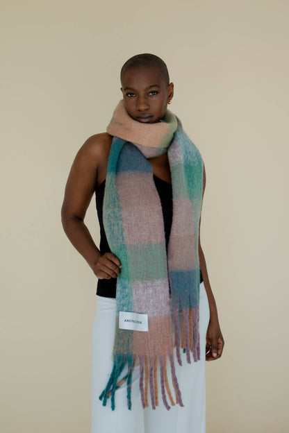 The Reykjavik Scarf - 100% Recycled - Purple Check - AW25