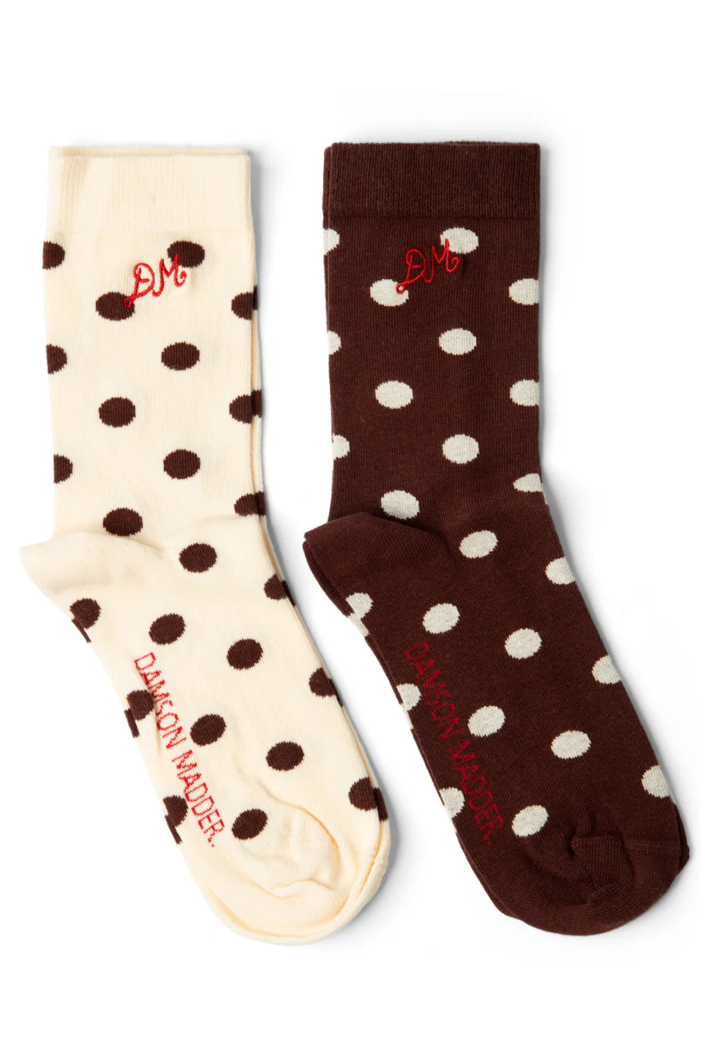2 Pack Spot Socks - Chocolate & Ecru