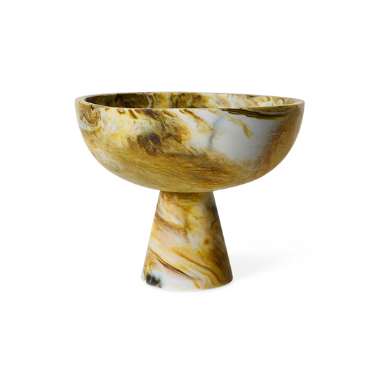 Marbled Bowl On Base - Ochre