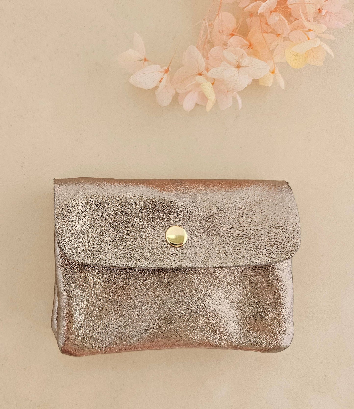 Metallic leather Kangoo wallet: Pink