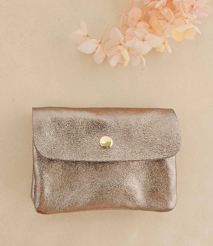 Metallic leather Kangoo wallet: Pink