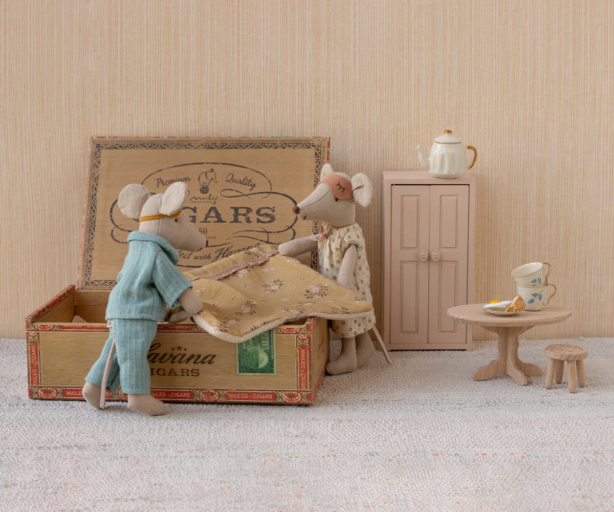 Mum and Dad Mouse in a Cigar Box