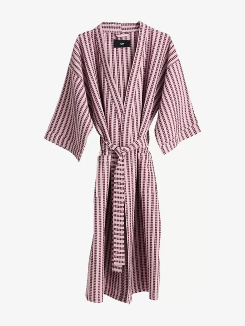 Waffle Bathrobe - Stripe Cool Pink