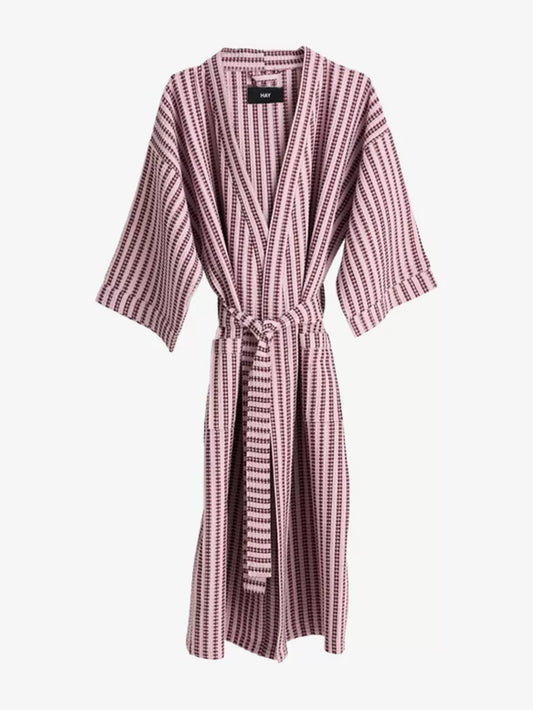 Waffle Bathrobe - Stripe Cool Pink