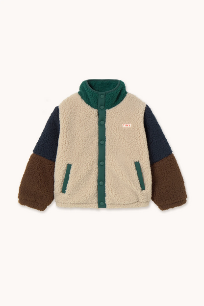 Colour Block Polar Sherpa Jacket - Dark Green