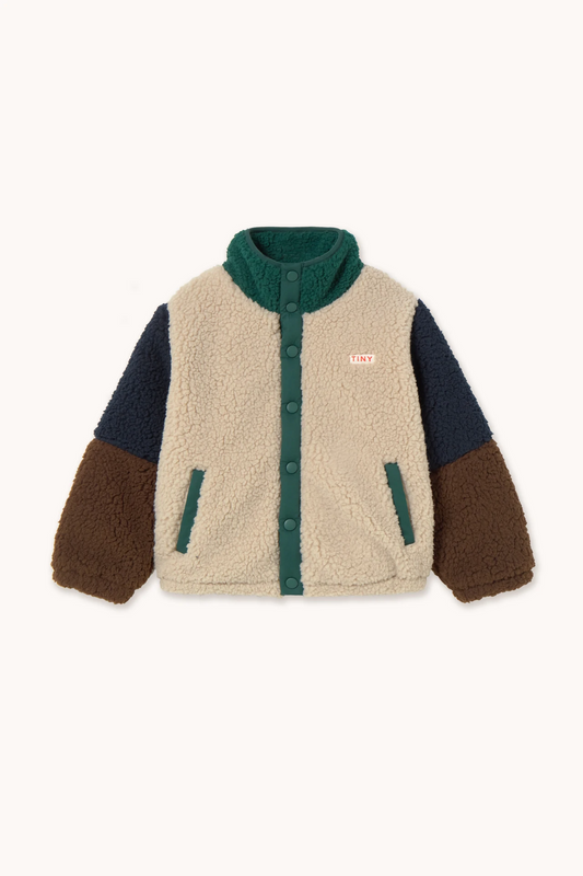Colour Block Polar Sherpa Jacket - Dark Green