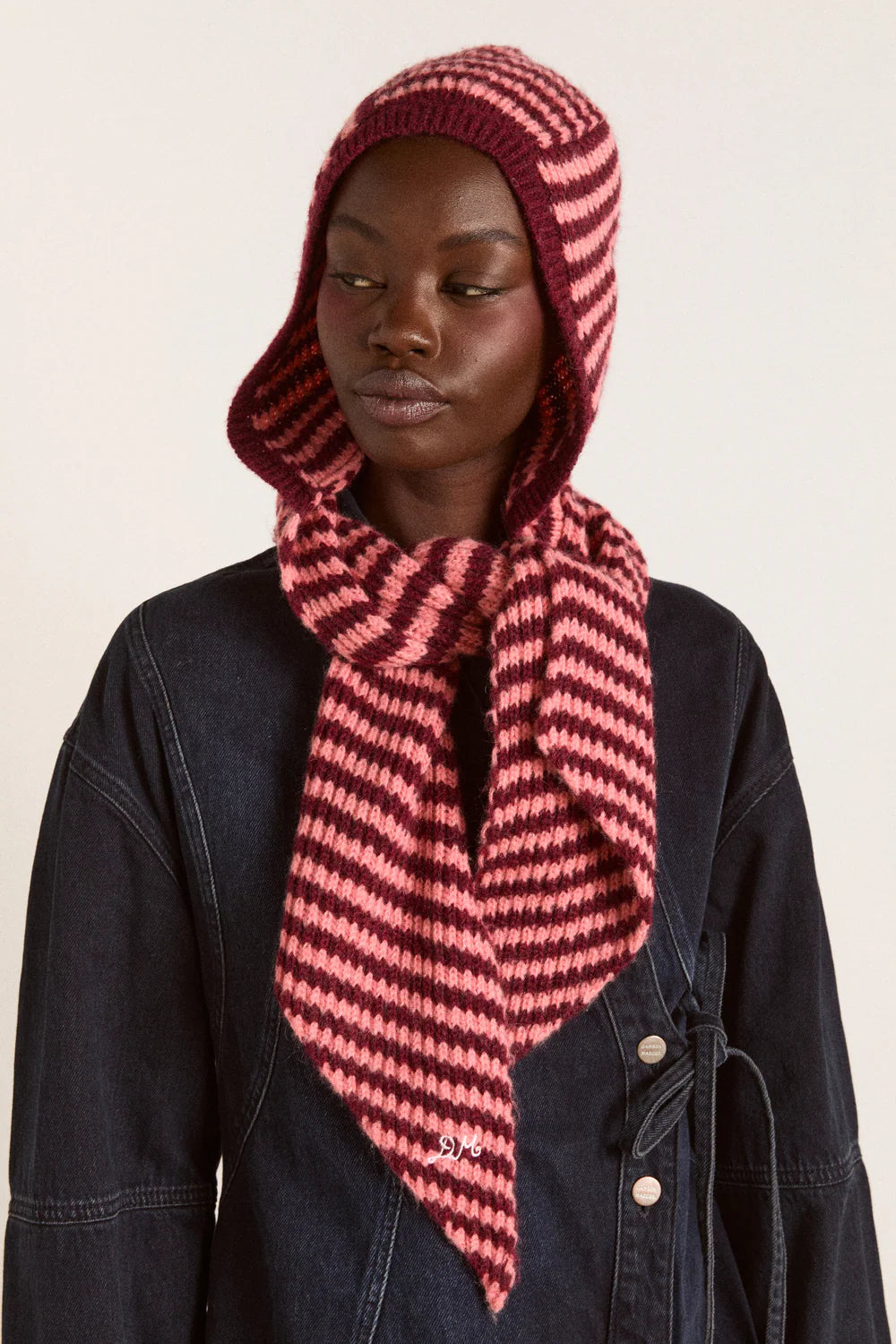 The Front Hood Pink/ Burgundy Stripe