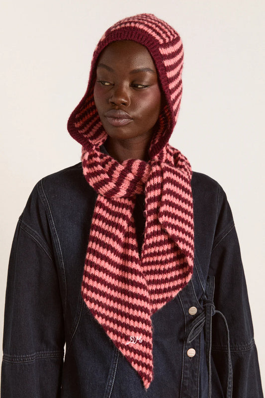 The Front Hood Pink/ Burgundy Stripe