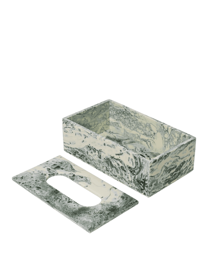Mist Tissue Box - Emerald Off-White