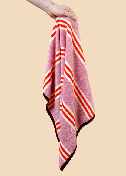 Terry Towelling Hand Towel: Pink Stripe