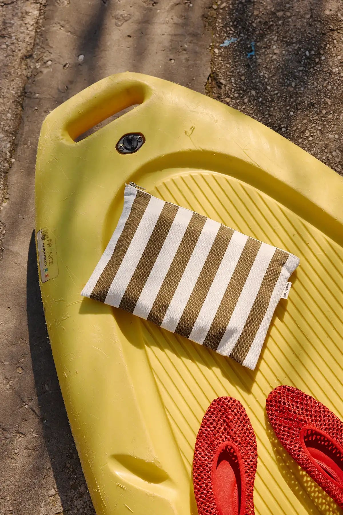 Lili Check Pouch Stripes - Olive/Greige