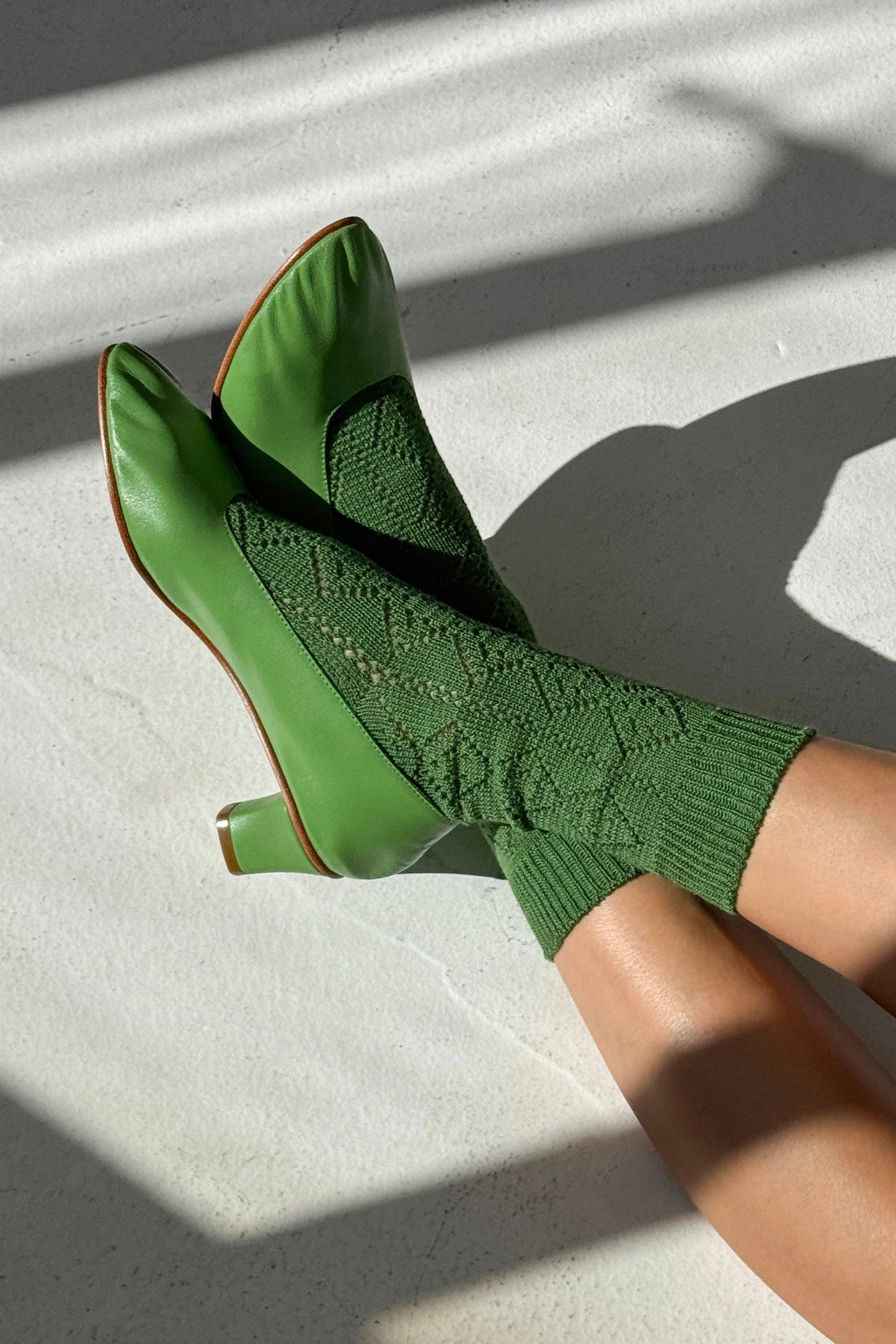 Modal Eyelet Socks - Palm Green