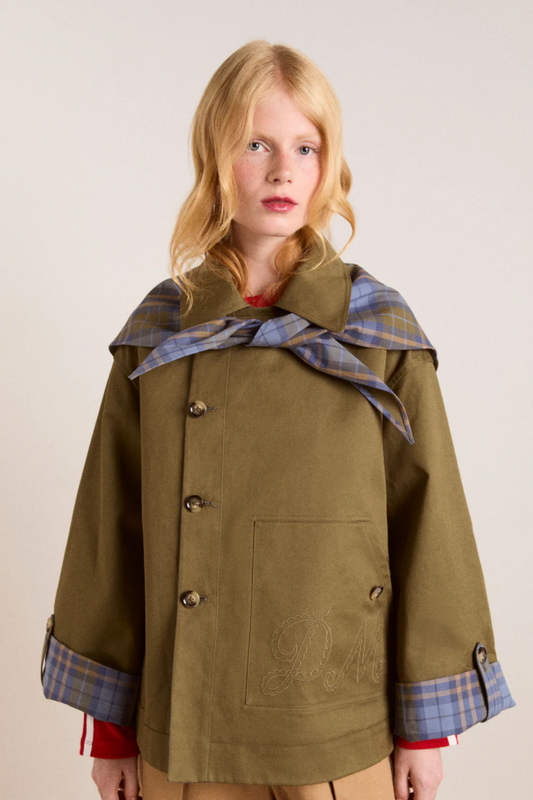 Jerry Cropped Trench Coat - Olive