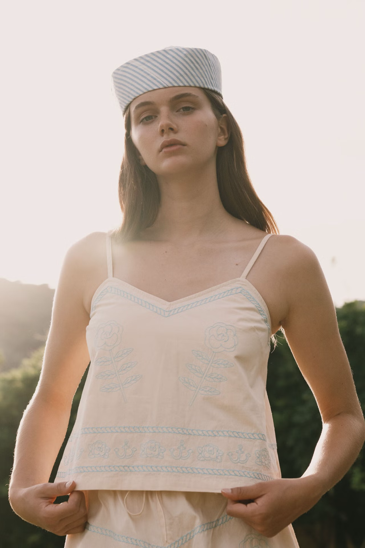 Embroidered Off Light Cream