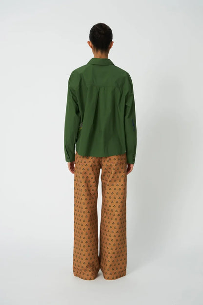 Embroidery Shirt - Green Leaf