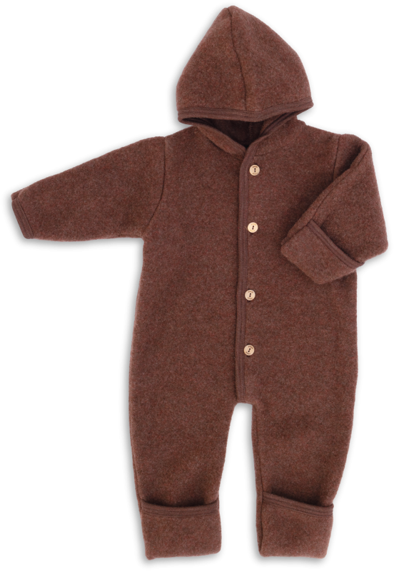Engel Merino Fleece Button Front Snuggle Suit Hoodie - Cinnamon