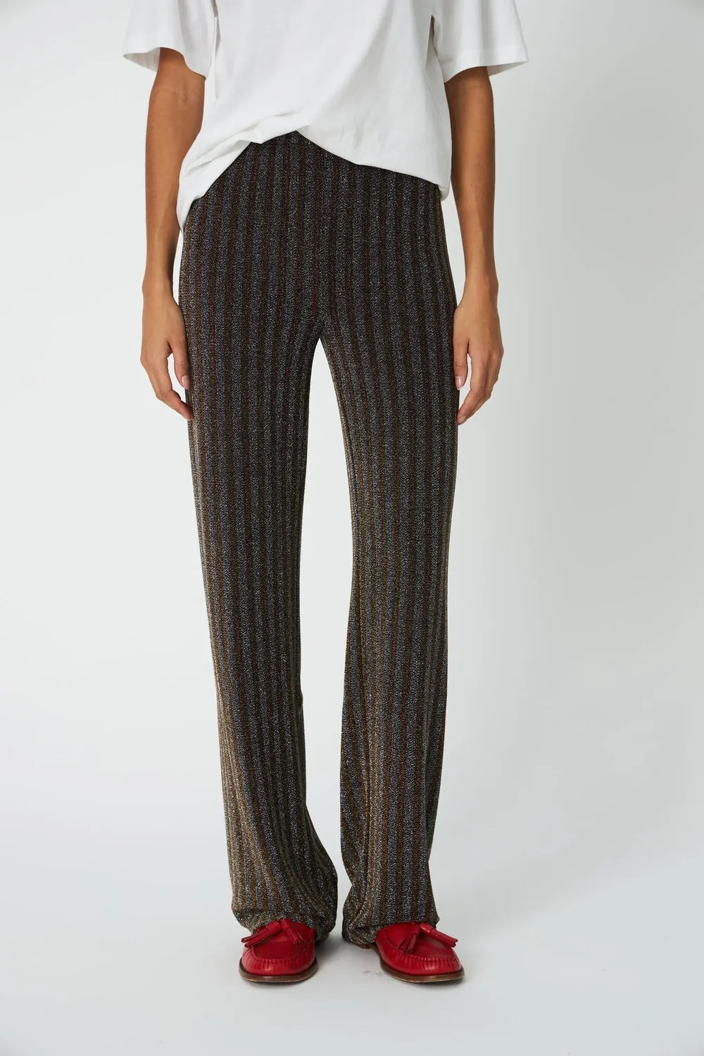 Striped Lurex Jersey Pants