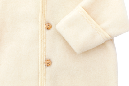 Engel Merino Fleece Button Front Snuggle Suit Hoodie - Natural