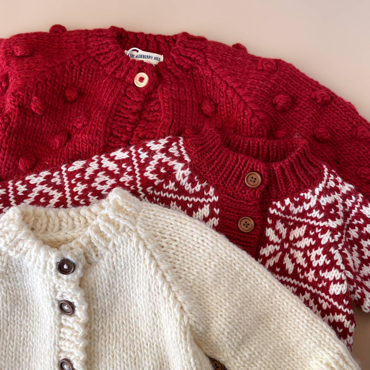 Popcorn Cardigan Red Baby Kid Sweater Fall Winter Love Gift : M; 2-4yrs