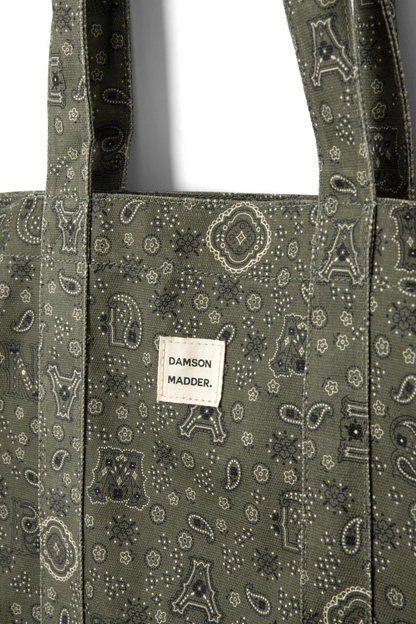 DM Canvas Tote - Olive Paisley Print