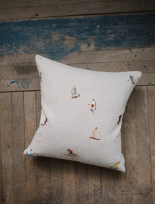 Fine Little Day Skiers Embroidered Cushion