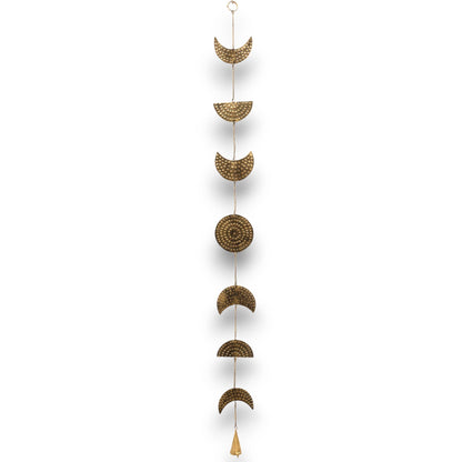 Indian Chimes - Brass Moon Phases Drop with Bell - 25cm