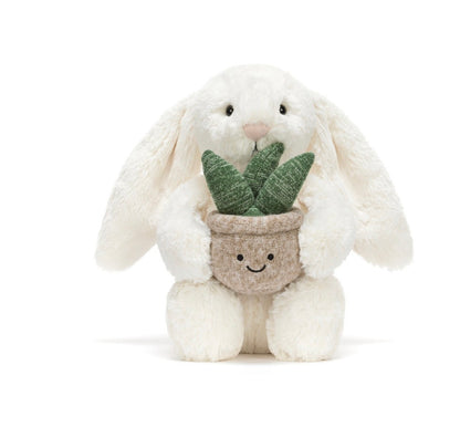 Cream Bunny With Plant
