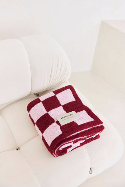The Teddy Throw - 100% Recycled - Pink Check - AW25