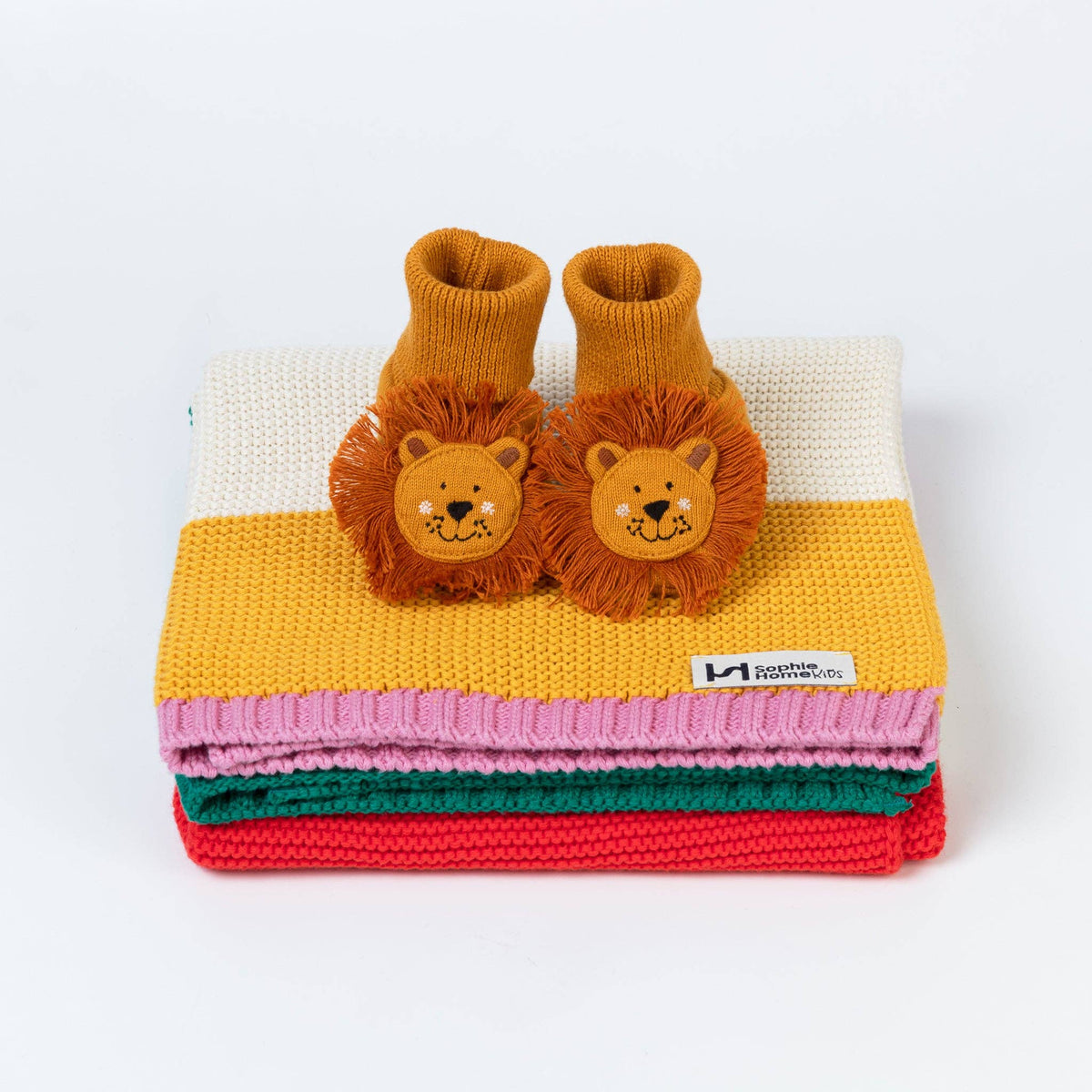 Cotton Knit Baby Slipper Socks:  Lion