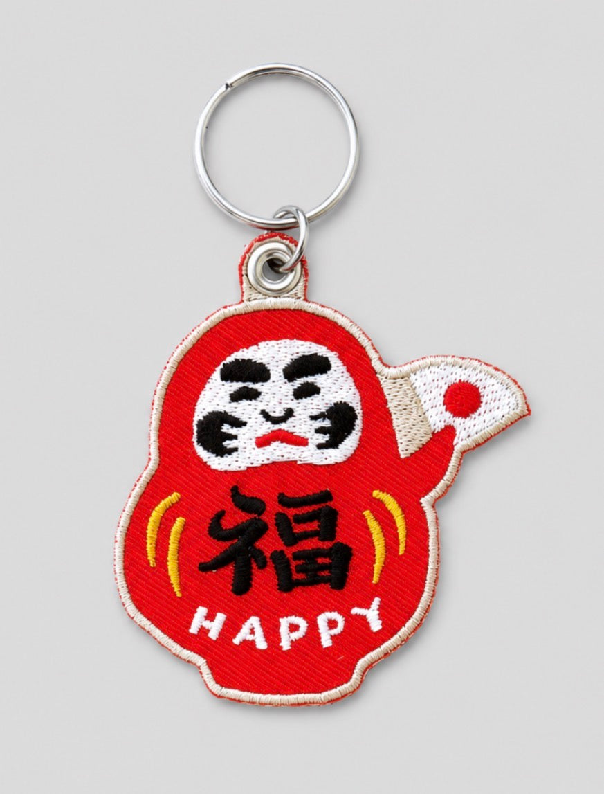 New Retro Stitch Keychain - Happy