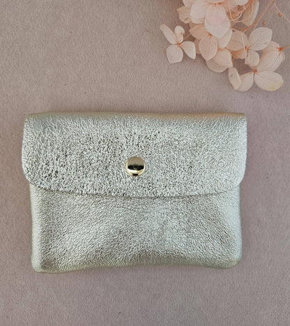 Metallic leather Kangoo wallet: Pink