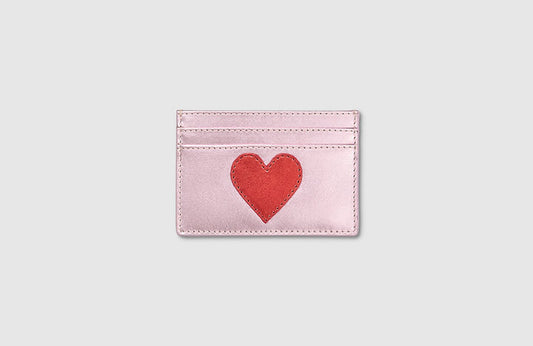 Pink Metallic Heart Card Holder