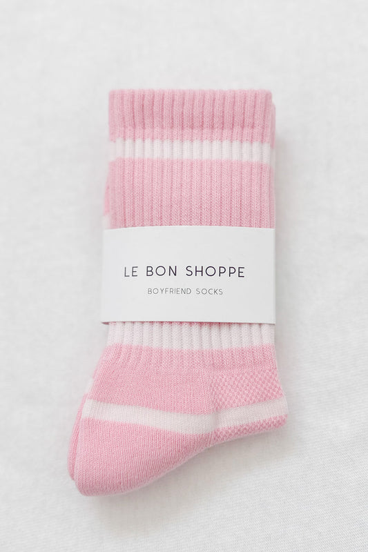 Boyfriend Socks - Pink & White Stripe