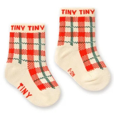 Tiny Cottons Medium Socks: Cream Check