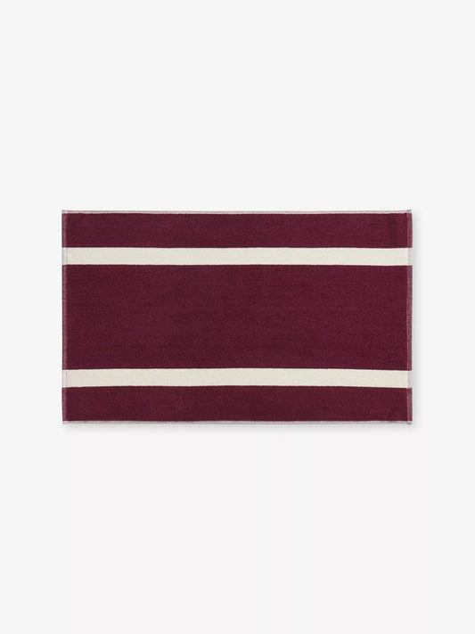Stripe Cotton Bath Mat - Burgundy