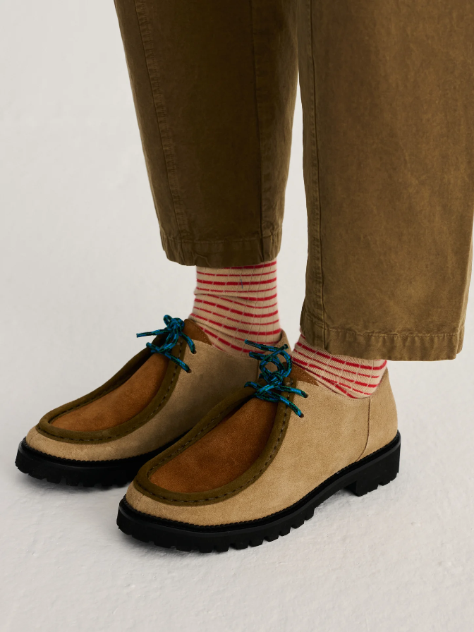 Colour-Block Suede Lace Up Shoes