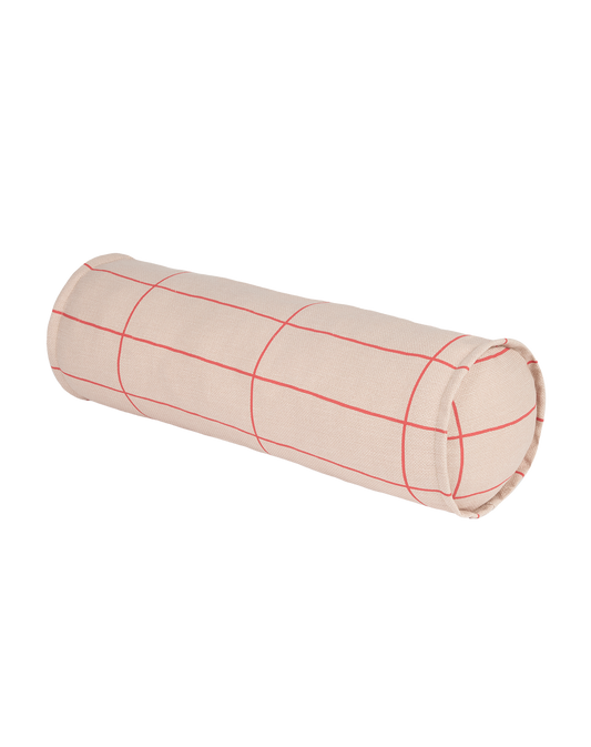 Cylinder Cushion - Pink Red Grid