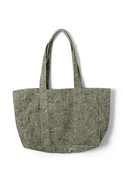 DM Canvas Tote - Olive Paisley Print