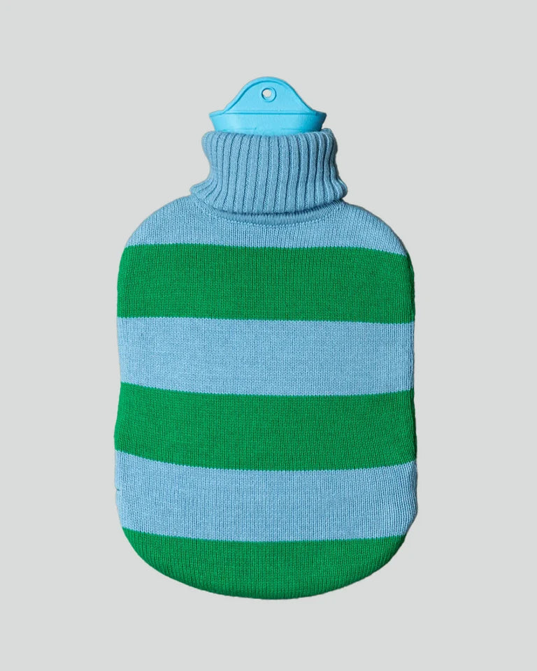 Hot Water Bottle - Striped Sky Blue / Green