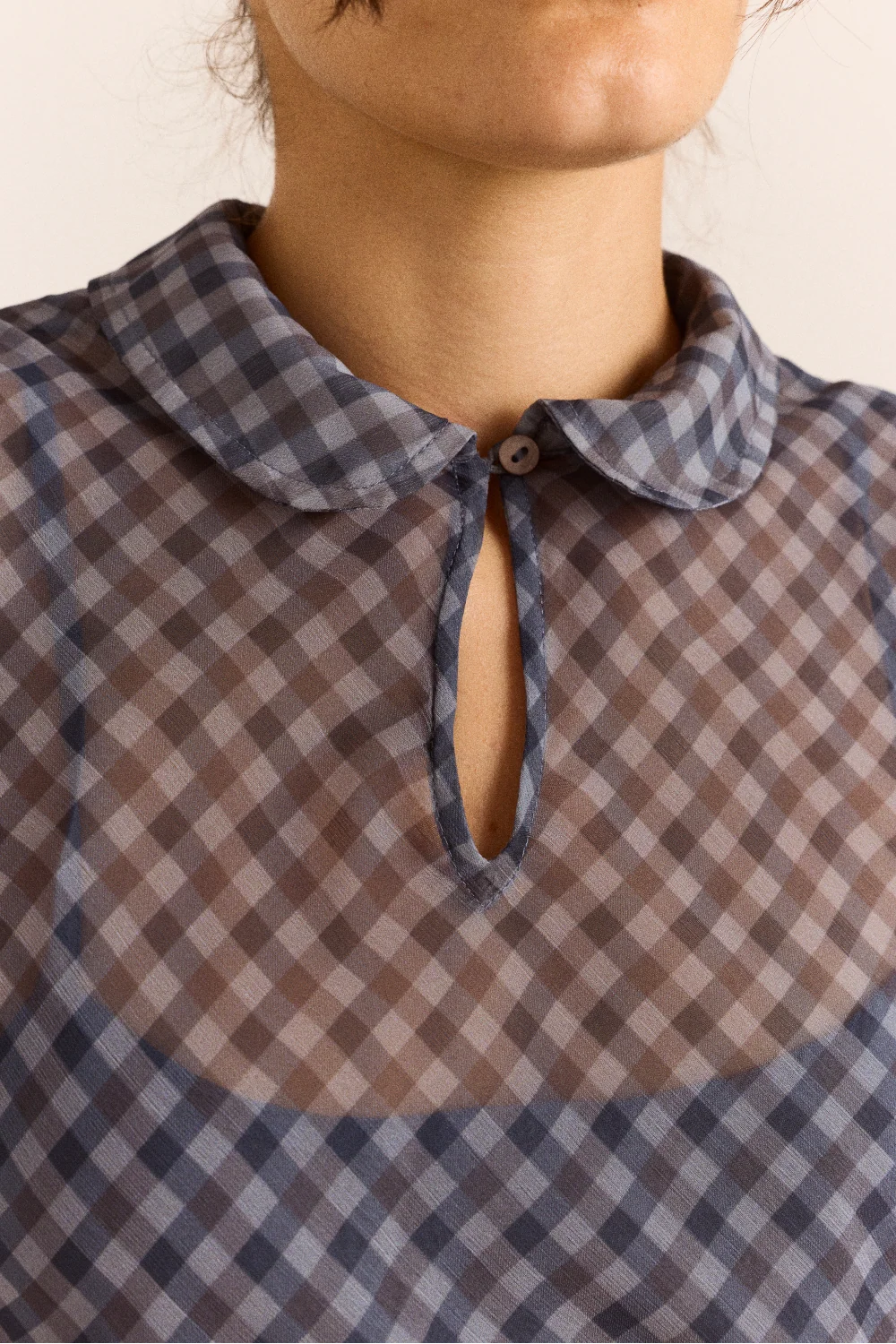 Hudson Midi Dress - Sheer Blue Grey Gingham