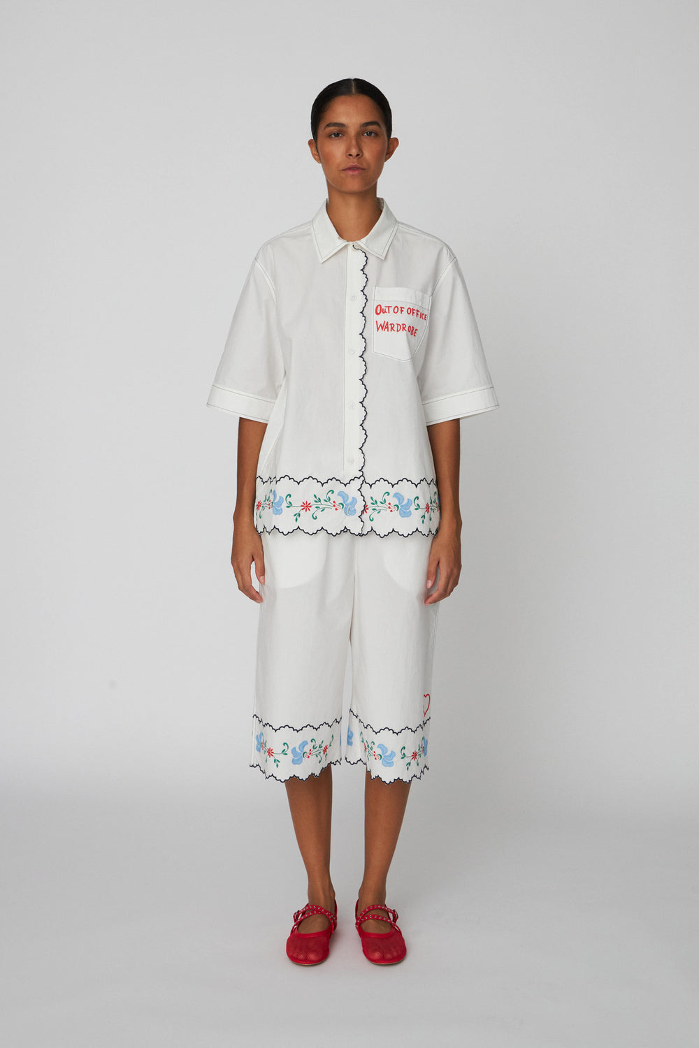 Coloured Embroidered Oversized Shorts