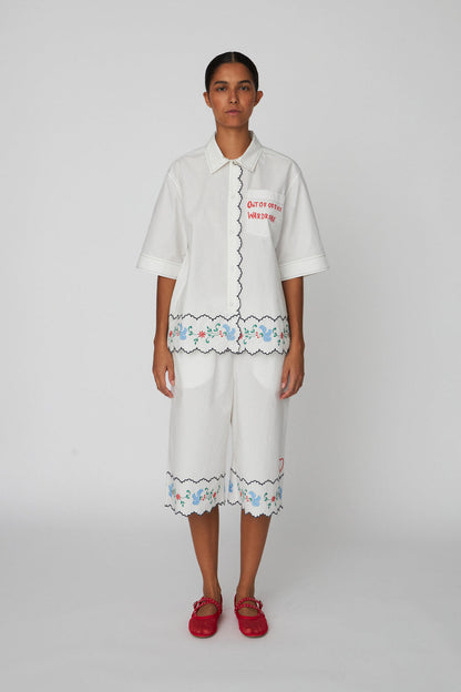 Coloured Embroidered Oversized Shorts
