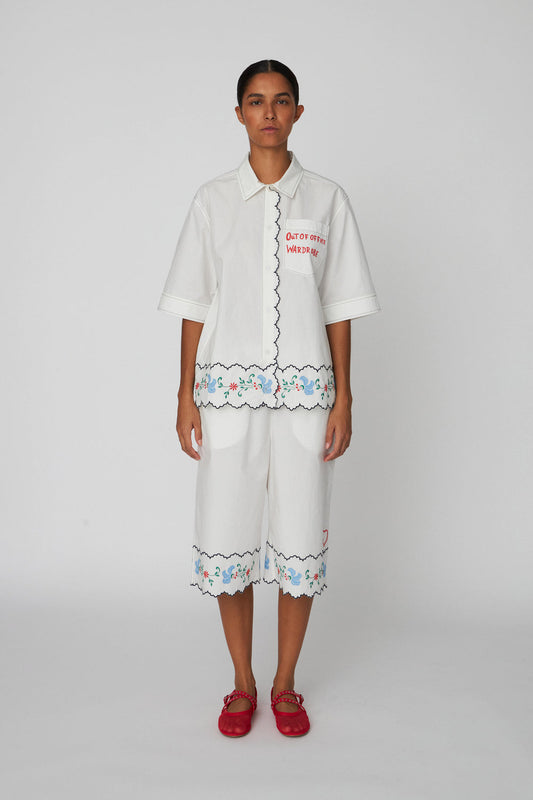 Coloured Embroidered Oversized Shorts