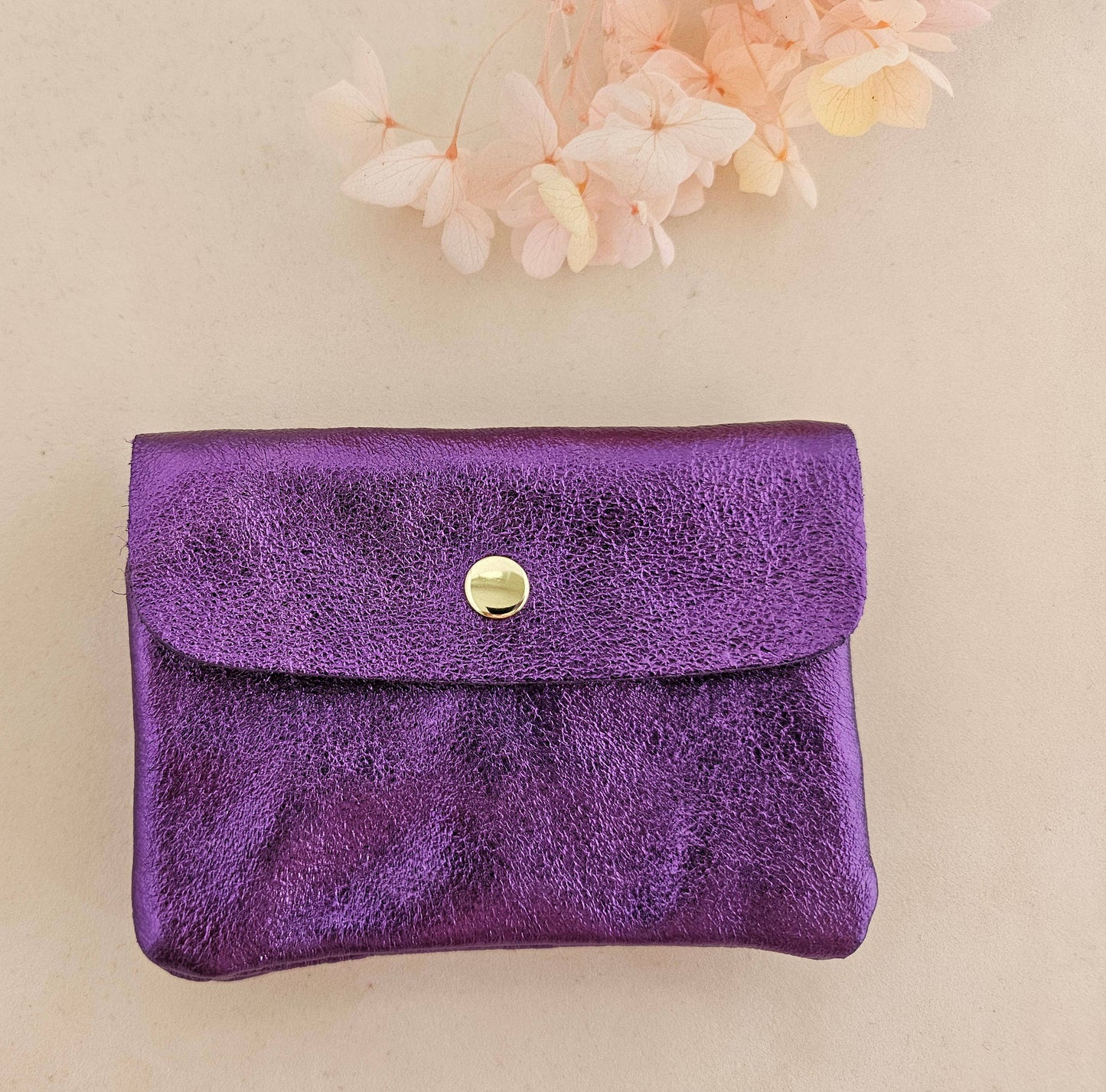 Metallic leather Kangoo wallet: Pink